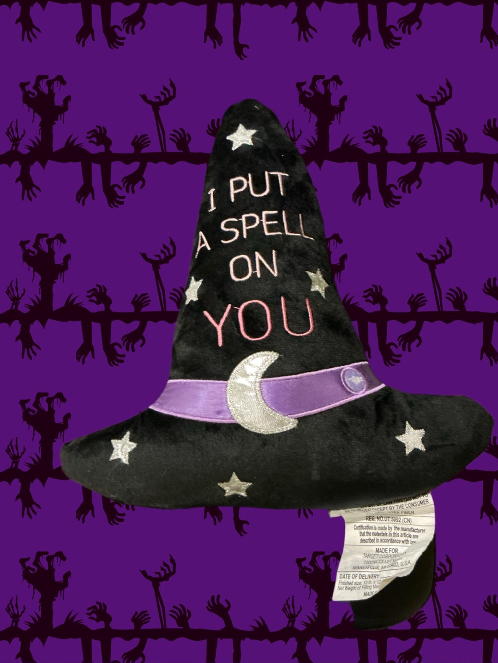 Target Bullseye's Light Up Halloween Witch Hat Plush Pillow 13"x14" (NWT)